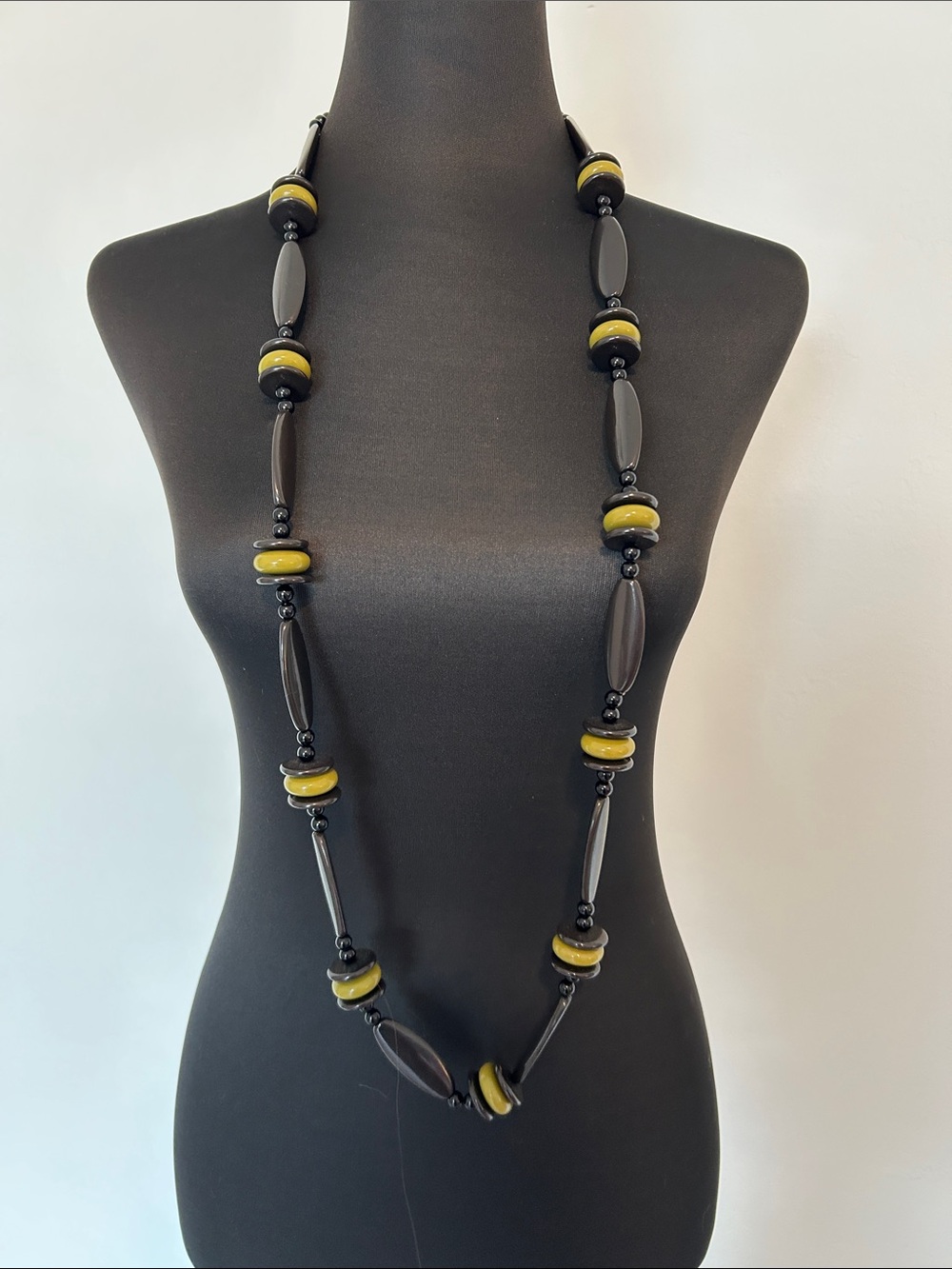 H&M Black and Yellow Beaded Long Necklace